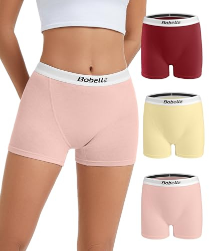 Bobelle Wear Laine Merinos Culotte Femme, Boxer Shorty Taille Haute, Respirant Sous-Vêtements Courte Anti-Frottement Lot de 3 (FR/ES, Alpha/lettres, S, Taille normale, Taille normale, 3, Multicolor03)