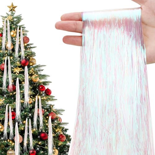 AUGSUN 6000 Strands Christmas Tinsel Icicles Tinsel Foil Fringe Icicles