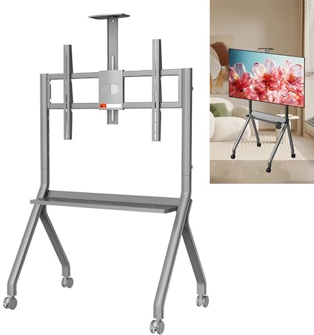 Smart Board-Ställ för Interaktiv Whiteboard Fristående, Vridbart Golv-TV-Ställ Mobilt Rullställ med Flyttbara Hjul för Smart Whiteboard Höjdjusterbar Silver-580