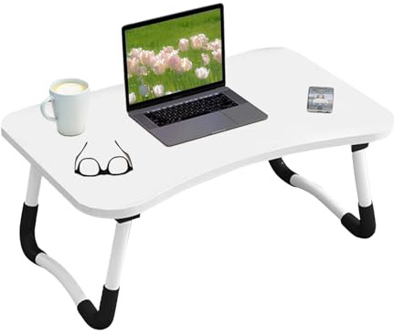 EasySpeed Bandeja para Cama, Escritorio portátil para Ordenador, Tablet y Libros, Bandeja Multifunción para Trabajo en el Suelo o Desayuno Adultos, Niños, 60x40x28 cm, Blanco