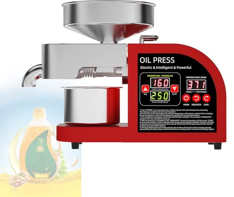 Oljeextraktor, Uppgraderad Elektrisk Oljepress, Kommersiell Automatisk Oljeextraktor I Rostfritt StåL, Kall/Varm Press, LäMplig FöR Pressning Av SesamfröN/SolrosfröN/BasilikafröN A