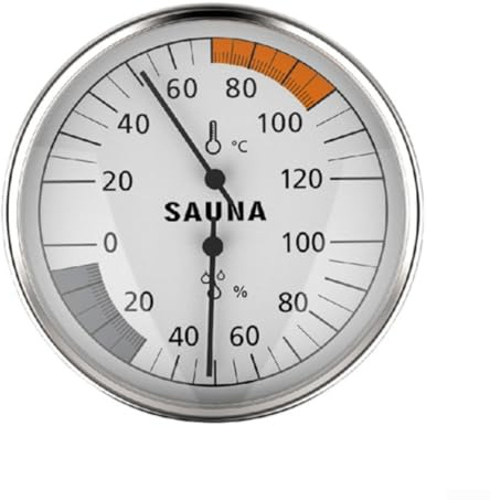 Thermomètre et hygromètre de sauna avec capteur mécanique, cadre en aluminium et support mural pour un suivi précis de l'état du sauna