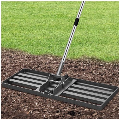 Heavy-Duty Lawn Leveling Rake Levelawn Tool with 30x10 Plate & 6.2FT Adjustable Stainless Steel Handle Effortlessly Levels Soil/Dirt Surfaces in Lawn, Garden, Backyard, Golf Course, Farm, Pasture