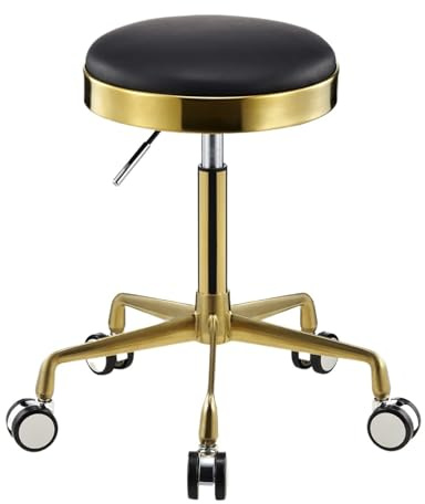 Rullpall med hjul Rund rullstol Rullpall Höjdjusterbar, for kontorsskönhetssalong(Black)