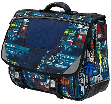TOTTO - Mochila Escolar, Modelo Tijeras, Cartera Escolar, Capacidad 15 litros, 3 Compartimentos, Espaldar Ergonómico con Flujo de Aire, Correas en S para Mayor Comodidad, Estampado Azul