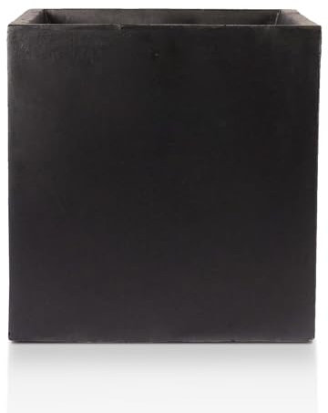 IDEALIST 40cm Square Planter for Garden| Black Reinforced Stone Flower Pot with Drainage Holes L40 W40 H40.5 cm, 50 litres