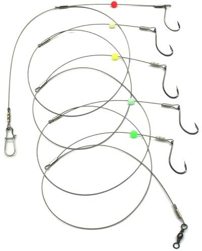 SENYUBBY High Strength 49-Strands Steel Wire Leader Rigs with Hooks Swivels Snap Connect,Saltwater Fishing Assecories Steel Wire Leader with Nylon-Coating