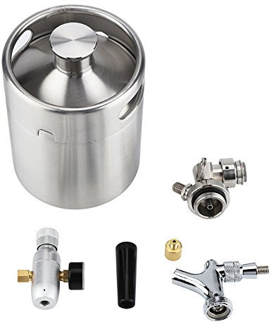 Pilipane Barril De Cerveza, Minibarril De Acero Inoxidable De 2 L con Grifo, Sistema De Dispensador De Cerveza Artesanal De Elaboración Casera A Presión, Portátil, Fácil De Limpiar