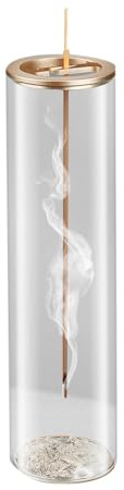 Wisyurt Porte-Encens pour Bâtons [Anti-Cendres Volantes], Support de Brûleur D'Encens avec Collecteur de Cendres en Verre Amovible, pour Une Installation Facile et à