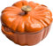 Cocotte en fonte émaillée avec couvercle, casserole en forme de citrouille de 1,5 l pour une cuisine polyvalente, plat à citrouille avec grandes poignées et passe au four et à la cuisinière (orange)