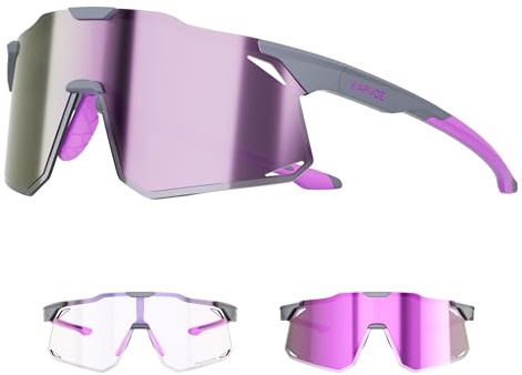 KAPVOE Occhiali Ciclismo Fotocromatici Uomo Occhiali da Sole Sportivi Donna TR90 Occhiali Bici da Corsa Trasparenti Occhiali MTB Anti-UV400 Occhiali da Ciclista Bicicletta Mountain Bike Running K347