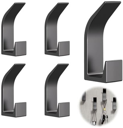 tiyiyok 5 Pezzi Appendiabiti da Parete Senza Foratura, Ganci Adesivi Bagno e Porta Strofinacci Cucina, Set Porta Asciugamani Bagno Adesivo per Armadi Camere, Grigio