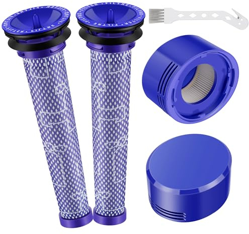 Filter für Dyson V7 V8 Staubsauger Ersatzfilter Set : 2 Vorfilter 2 HEPA Nachfilter 1 Bürste – kompatibel mit Dyson V7 V8 Animal Absolute Motorhead Total Clean SV10 – DY-96566101 & 96747801