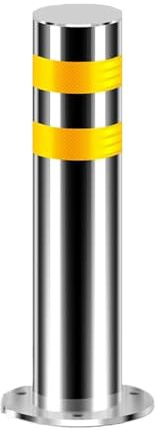 Dissuasori di sicurezza in acciaio inox, con strisce riflettenti e nastri barriera per parcheggi, strisce pedonali e zone industriali (dimensioni: 60 cm, 1 pezzo)