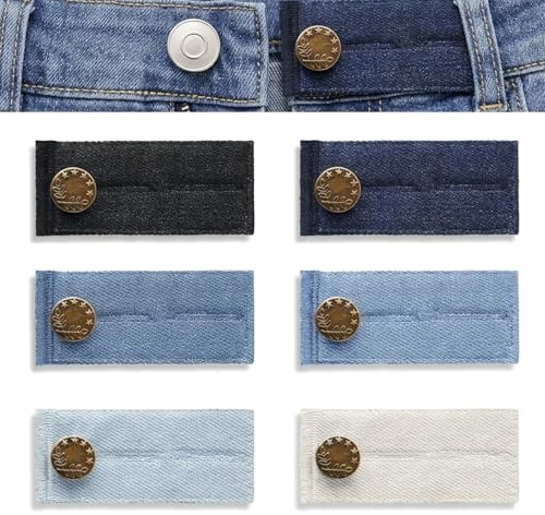 KUTKE 6Pcs Adjustable Jeans Button Waist Extenders, 6 Colours