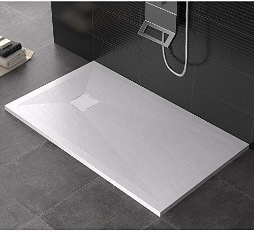 Plato de ducha 80 x 110 cm de piedra Maier Aura blanco