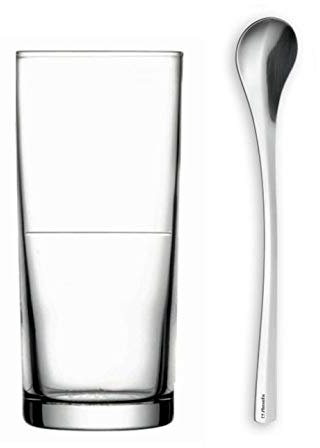 Topkapi Manhattan 250.654 - Set di 4 bicchieri XXL con cucchiaio per cocktail, latte macchiato, long drink, mojito, succo, acqua, altezza ~ 16 cm, 48 cl