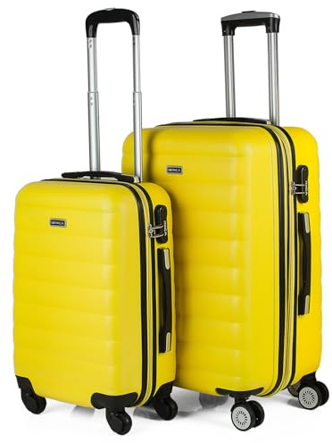 ITACA - Maletas de Viaje Juego Maletas 4 Ruedas - Juego de Maletas de Viaje - Juego Maletas de Viaje Ligeras. Candado de combinacion, Amarillo