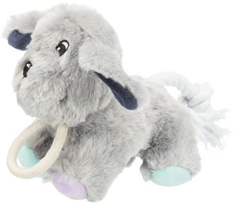 Trixie Hundespielzeug Junior Plüschhund mit Tau - weicher Plüsch Spielzeughund für Welpen & kleine Hunde - Robustes Zerr- & Apportierspielzeug mit Seil, 24 cm - 36160