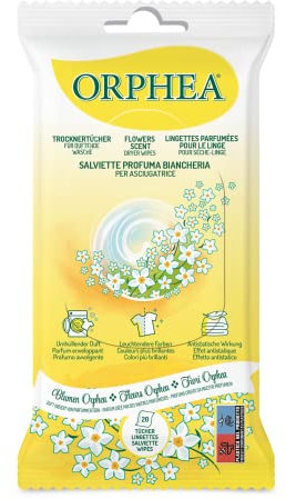 Orphea, Linea Detergenza, feuilles de parfum linge de maison, parfum aux fleurs, convient pour vêtements en laine, soie, lin et coton – Lot de 20 feuilles