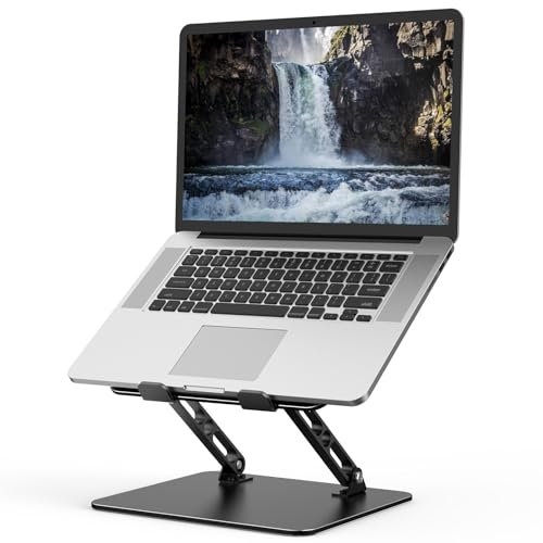 Nayka Adjustable Laptop Stand for Desk, Metal Foldable Laptop Riser, Portable Laptop Holder Desktop Book Stands, Ventilated Cooling Computer Notebook Stand Compatible with 10-15.6” Laptops