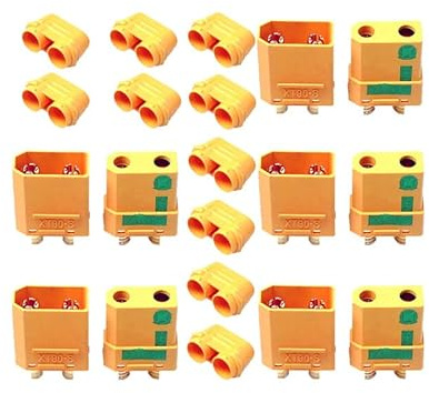 LINSYRC 5 Pairs Amass Anti-Spark XT-90 XT90S Plug Male Female Connector with Sheathed Housing for RC Battery (XT90S)