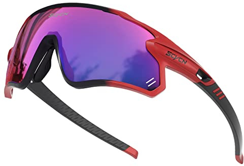 SCVCN Polarizzata Occhiali da Ciclismo con 3 Lenti Intercambiabil Uomini Donne Biciclette Corsa Pallavolo Tennis Guida Pesca Softball Alpinismo Golf Escursionismo Ad Alto Contrasto HD 28