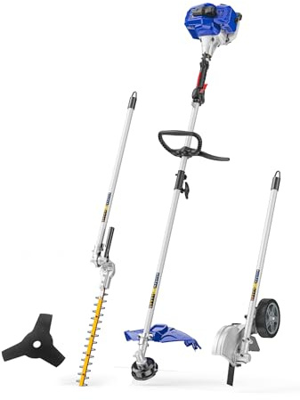 WILD BADGER POWER Désherbeur de mauvaises herbes 26 cc alimenté par gaz, coupe-bordures à roulettes, taille-haie et lame de débroussailleuse, outils d'entretien multi-cour, poignée en caoutchouc et
