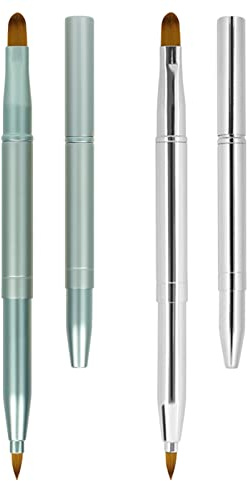 Unaone 2 Pack Lip Brush for Lipstick, Retractable Lip Brushes, Dual-ended Makeup Brush for Lipstick Lip Gloss, Include Lid