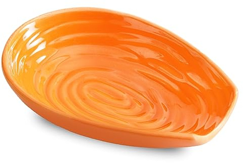 Spoon Rest, Porcelain Spoon Holder for Stove Top, Cooking Utensil Rest Kitchen Gadget Spoon Cradle for Spatula, Ladle, Tongs and Knife, Orange