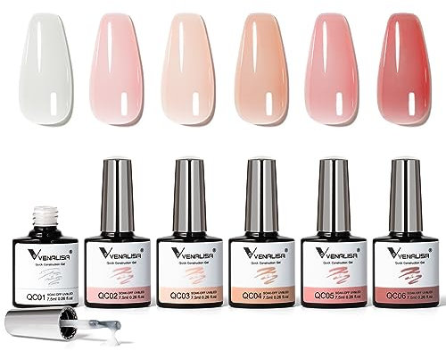 VENALISA Builder Nail 6 Stück Set, Quick Construction Extension Base Gel, Schnellaufbau Basisgel, Nagellack Builder Base für Nägel, Hartgel