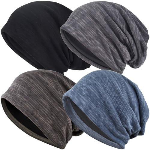 EINSKEY Slouch Beanie Mütze: Weich Dünne Baumwollmütze Damen Herren, Atmungsaktiv Jersey, Elastisch Longbeanie Alle Jahreszeiten, Ideal Chemo/Laufmütze​