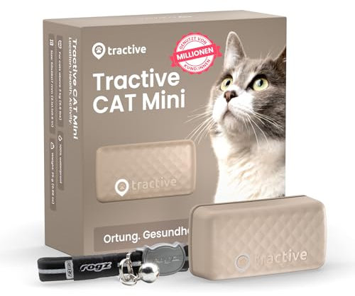 Tractive CAT Mini GPS Tracker für Katzen | Marktführer | Live-Ortung | Positionsverlauf | Gesundheitswarnungen | Aktivitätstracking | Halsband inkludiert | Abo Erforderlich (Braun)