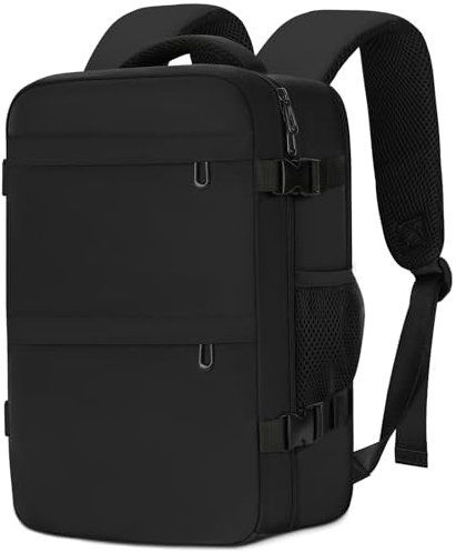 Cmezevi Reiserucksack 20L 40x20x25 cm, Flugzeug Handgepäck Kompatibel Ryanair/EasyJet, 14-Zoll Laptop Rucksack, Leichter Kabinenrucksack mit Trolley-Sleeve, für Business, Schule, Reisen - Schwarz