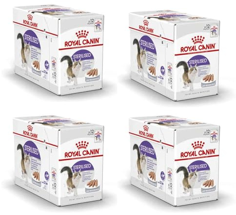 Royal Canin Sterilised Mousse | Pack de 4 | 4 x 12 x 85 g | Aliment Complet pour Chats Adultes | Nourriture Humide spécialement développée pour Les Chats stérilisés à partir de 12 Mois