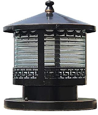 QUSYZD Lampes d'extérieur rétro européennes E27, Lanterne en Verre étanche à la Pluie, lampadaire IP54, Colonne en métal et Aluminium, éclairage de Garage, pavillon, Patio, Rue,