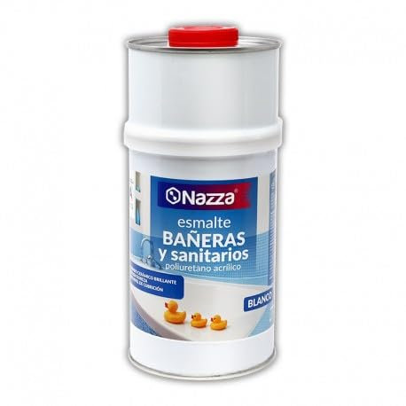 Nazza Esmalte para Bañera de Dos Componentes - Pintura para Bañeras y Sanitarios de color Blanco en 1L - Kit de Reparación de Bañera 800ml+200ml (A+B) - Acabado Brillante