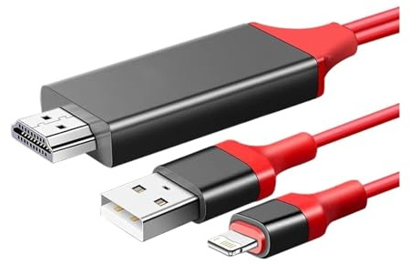 Monitor Conversion Cable Video Cable ，Compatible for iPhone， 14 13 12 11 Pro Max iPad mini Lighting to HDMI-Compatible TV Projector Digital AV Adapter Converter 4K HD Display Conversion Line(1pcs)