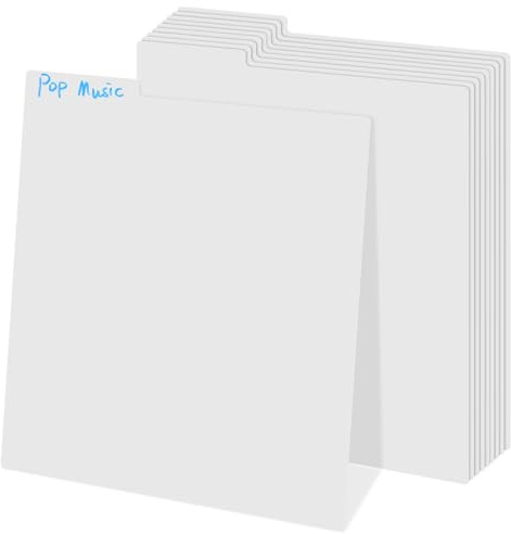Healvian 10 Séparateurs Pour Disques Vinyles Avec Onglets Résistants À L'Eau 13.50X12.44 Pouces Intercalaires Pour Organisation Facile D'Albums Vinyles Coins Arrondis
