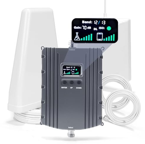 Cell Phone Booster for Home & Office,Up to 5500Sq Ft,Cell Phone Signal Booster for Band 2/25 / 4/66 / 5/12 / 17/13 with All U.S. Carriers,Boosts 5G 4G LTE, FCC Approved (Dark red)