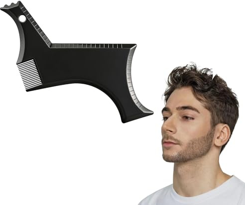 Pettine per Barba,Stencil Pettine di Guida per Rasatura, Signori Pizzetto Collo Sagome per Styling Barba Tool Allineamento e Rifinimento