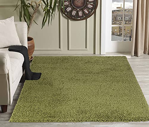 Serdim Rugs Living Room Shaggy Area Rugs, Polypropylene, Green, 60x110cm(2'x3'7)