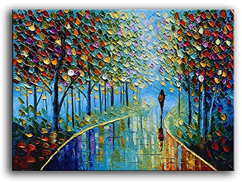 YaSheng Art -Landscape Oil Painting On Canvas Textured Tree Abstract Contemporary Art Wall Paintings Handmade painting Home Office Decorations Canvas Wall Art painting 24x36inch