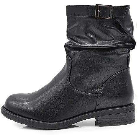 IF Stivali Stivaletti Anfibi Biker Motociclista Caviglia Con fibia Da Donna G527 Nero N.38