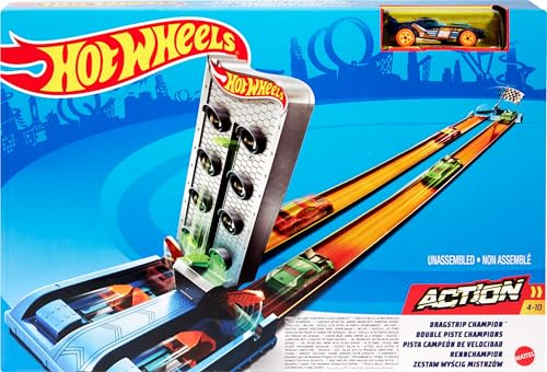Hot Wheels Dragstrip Champion Pista Lanciatore, Playset per Macchinine con Veicolo Incluso, Gioco per Bambini di 4 + Anni, Multicolore, GBF82