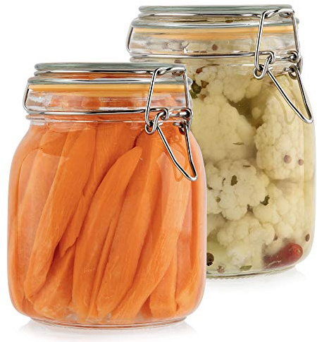 Galashield 32 oz Glass Jars with Lids Food Storage Jars with Airtight Lids Leak Proof Glass Canisters Kitchen Jars [Set of 2]