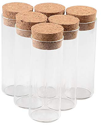 70CC Glass Bottles Vials Jars Test Tube With Cork Stopper Empty 70ml Jars Glass Transparent Clear Bottles Corks 12units (70ml)