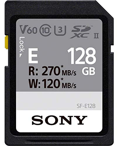 Sony 128GB SF-E Series UHS-II U3 V60 SDXC Digital Memory Card - Read 270MB/S Write 120MB/S SFE128