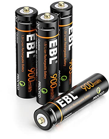 EBL Lithium AAA Battery Rechargeable, High Capacity 1.5V Lithium Batteries with Micro USB Cable, AAA Batteries Quick Charge in 2H- 4 Packs in One Storage Case