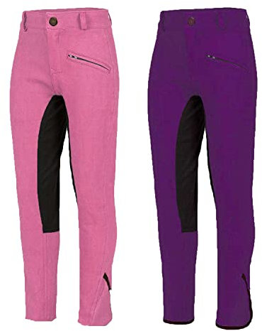 MS-Trachten Kinder Reithose pink Vollbesatz schwarz (pink, 140)
